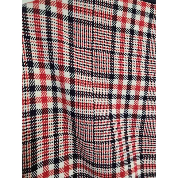 Tommy Hilfiger Jacket Full Zip 12 Red White Navy Blue Plaid Collarless Blazer - Picture 12 of 16